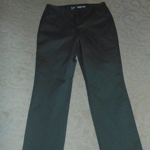 LEE WOMEN'S TAILORED CHINO SLIM STRAIGHT LEG OLIVE GREEN PANTS - SIZE 6S